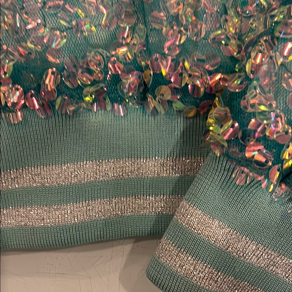 Hannah Banana Sequin Embellished Jacket in Teal and Silver EUC ⭐️ - Picture 4 of 6